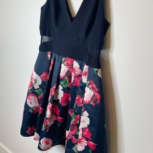 Navy and floral party dress